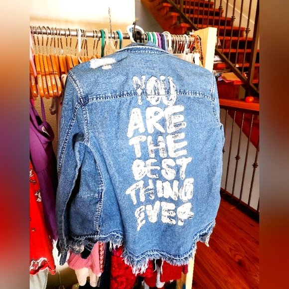 American Eagle Outfitters Tops - American Eagle 'You Are The Best Thing Ever' Denim Shirt: Size XXS